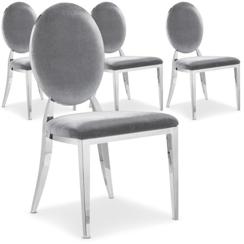 Lot de 4 chaises Sofia velours Argent 3S. x Home  - Lot 4 chaises design
