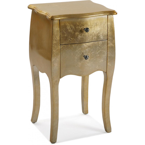 Table de Chevet Dorée avec 2 Tiroirs OMA 3S. x Home  - Deco meuble baroque