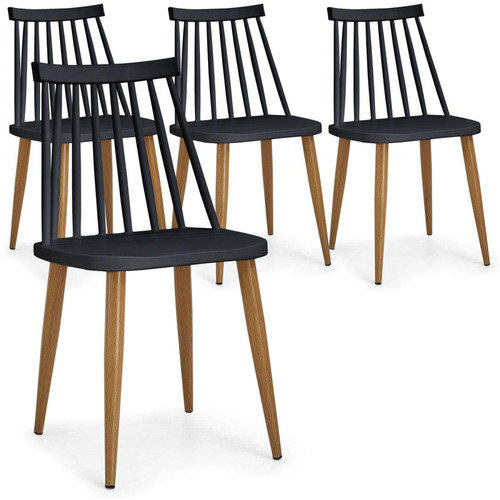 Lot de 4 Chaises Scandinaves Noires GATOU 3S. x Home  - Lot 4 chaises design