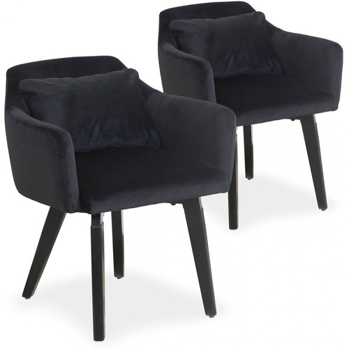 Chaise à Accoudoir Scandinave en Velours Noir GIBBS 3S. x Home  - Chaise velours design