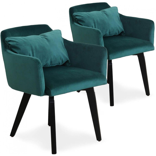 Chaise à Accoudoir Scandinave en Velours Vert GIBBS 3S. x Home  - Chaise velours design