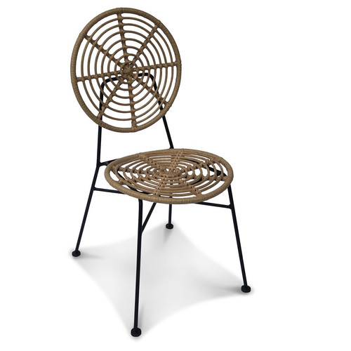 Chaise d'Extérieur en Résine Beige Imitation Rotin SPIDER DeclikDeco  - Chaise resine design