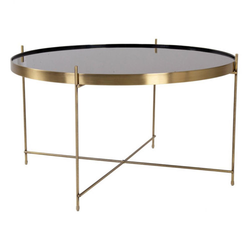 Table Basse Ronde 70 cm en Verre et en Acier Doré CHOQUI House Nordic  - Table basse noir design