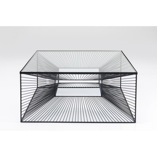 Table basse Design 80x80cm en Verre et Acier Trempé Noir RAIGNE - KARE DESIGN - Kare Design