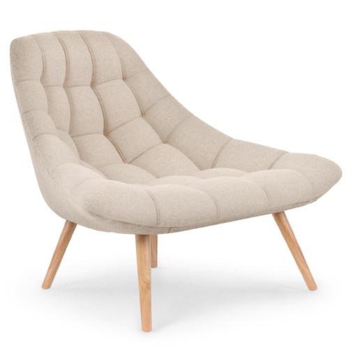 Fauteuil Scandinave Tissu Beige COSTAY - 3S. x Home - Pouf et fauteuil design