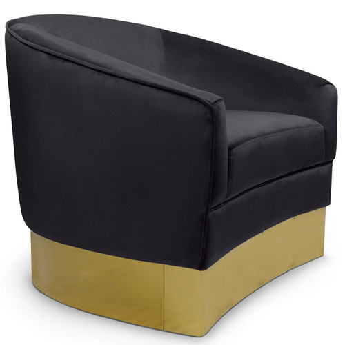 Fauteuil Velours Noir Pieds Or CIRCULO - 3S. x Home - Pouf et fauteuil design