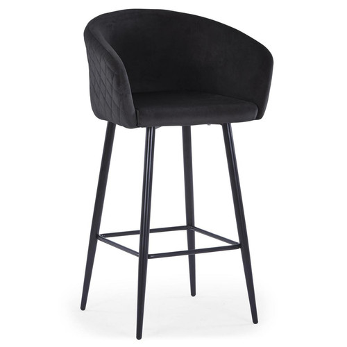 Chaise de bar Velours Noir ADONIS - 3S. x Home - Tabouret de bar noir design
