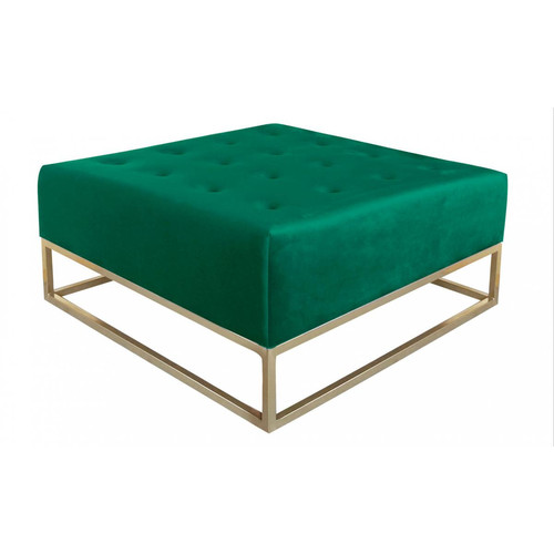 Pouf carré Velours Vert VELLUTO 3S. x Home  - Pouf et fauteuil design