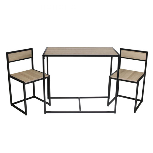 Ensemble Table + 2 Chaises Noir et Bois DURBAN 3S. x Home  - Table industrielle