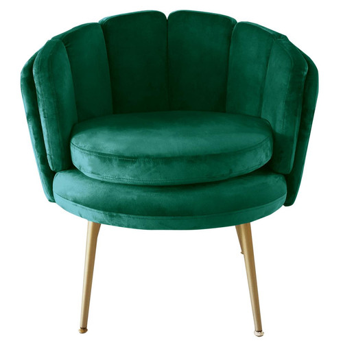 Fauteuil arrondi Velours Vert LILOC 3S. x Home  - Pouf et fauteuil design