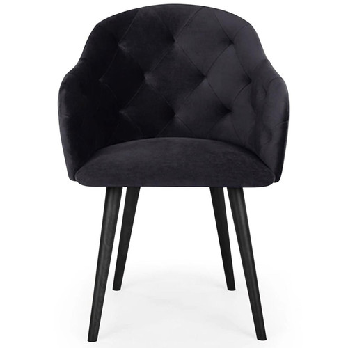 Fauteuil Velours Noir OCHA 3S. x Home  - Pouf et fauteuil design