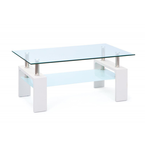 Table basse 2 plateauxVerre Securit et Métal UVEG 3S. x Home  - Table basse blanche design