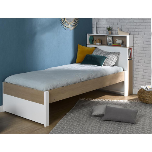 Tête de lit 90 simple NOMADE avec rangement haut 3S. x Home  - Lit enfant blanc