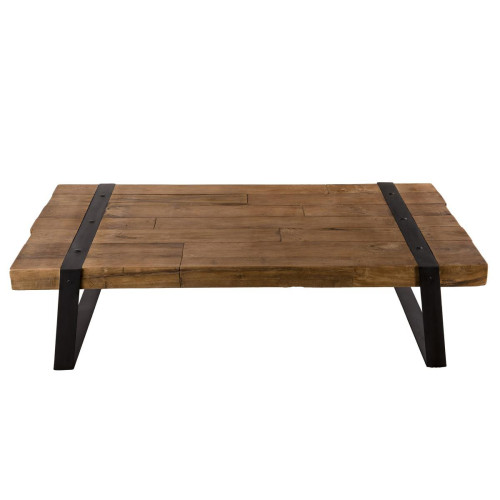 Table basse rectangulaire bois de Teck recyclé et métal - SIANA Macabane  - Salon industriel