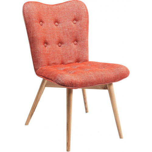 Chaise retro hêtre rouge KARE DESIGN  - Chaise tissu design
