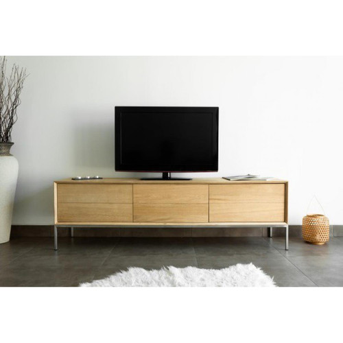 Meuble TV 2 tiroirs 1 porte en chêne massif COPA 3S. x Home  - Meuble tv design bois