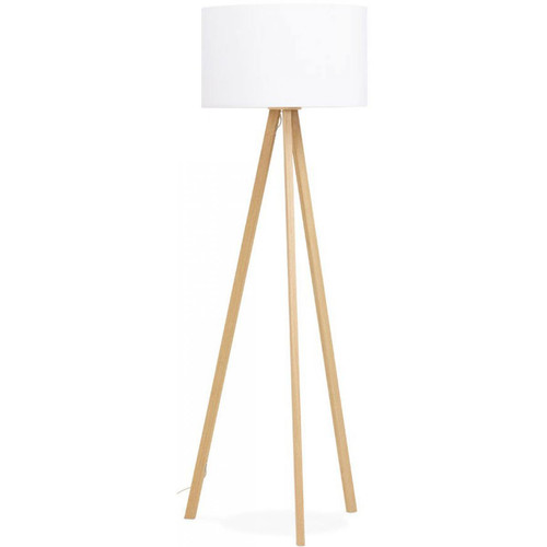 Lampadaire trépied blanc piètement métal TRIVAGA 3S. x Home  - Lampe bois design