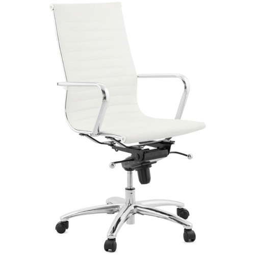 Chaise de Bureau blanc et chrome ATAL - 3S. x Home - Chaise de bureau blanche