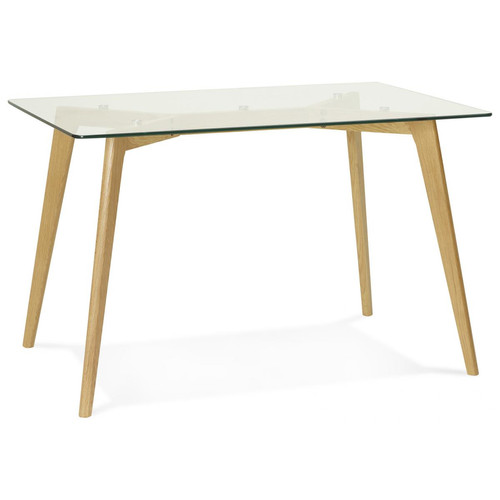 Table à manger rectangulaire avec plateau en verre pieds bois FIORD 3S. x Home  - Table a manger bois design