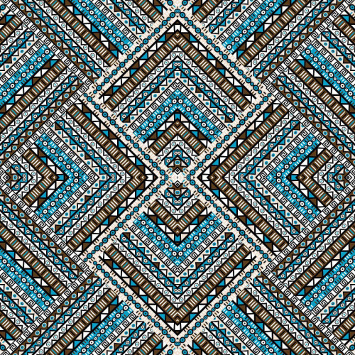 Tableau The Fifth Patchwork Ethnicia 50 x 50 DeclikDeco  - Tableau design bleu