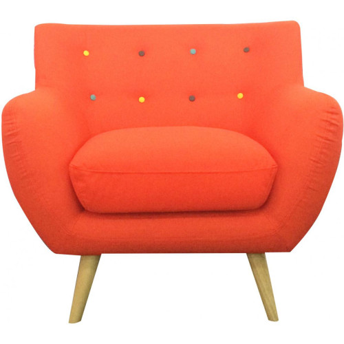 Fauteuil scandinave avec boutons multicolores LIZZY Orange 3S. x Home  - Pouf et fauteuil design