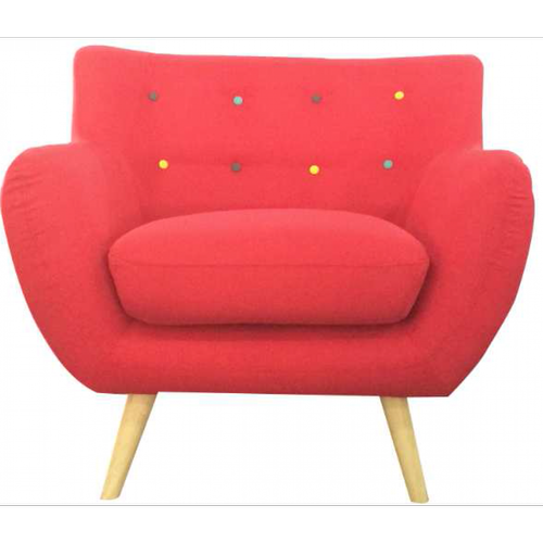 Fauteuil scandinave avec boutons multicolores LIZZY Rouge 3S. x Home  - Pouf et fauteuil design