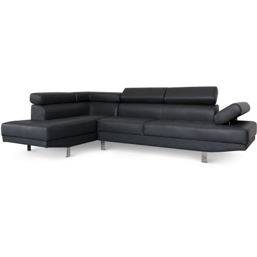 Canapé d'angle noir avec têtière relevable MADURI - 3S. x Home - Canape noir design