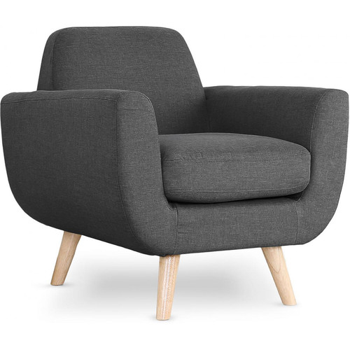Fauteuil Scandinave Tissu Anthracite TELIA - 3S. x Home - Pouf et fauteuil design