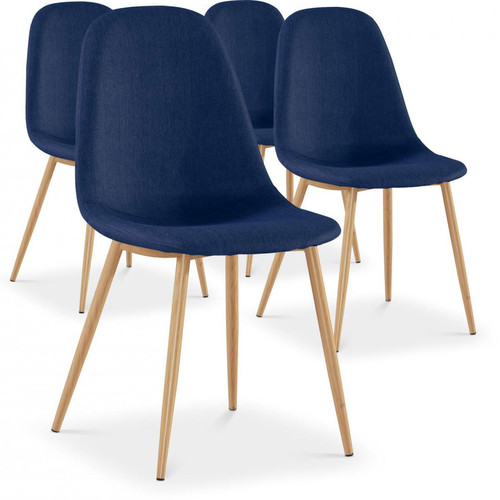 Lot de 4 Chaises Scandinaves Bleues HAMAR 3S. x Home  - Chaise tissu design