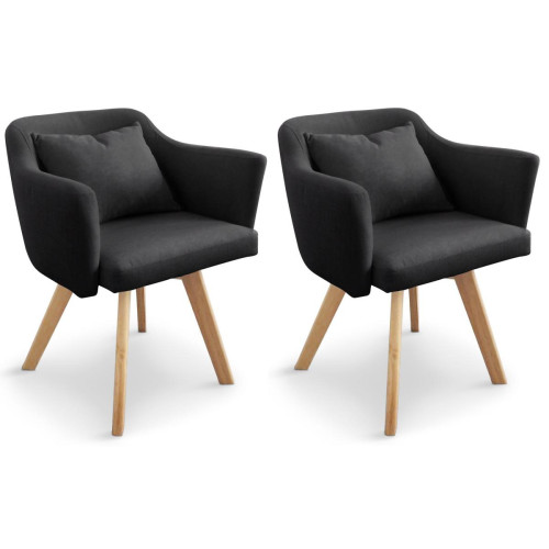 Lot de 2 Fauteuils Scandinaves Noirs LAYAL 3S. x Home  - Pouf et fauteuil design