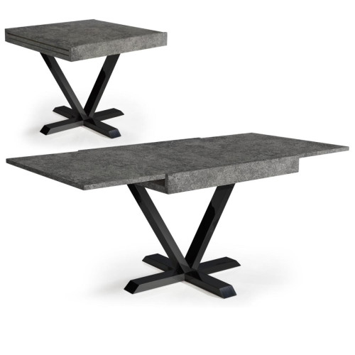 Table Design Rétractable Effet Béton Gris WELL - 3S. x Home - Consoles Extensible