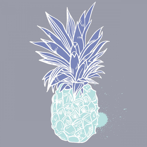 Tableau Pattern Green and Blue Ananas 50x50 DeclikDeco  - Tableau design vert
