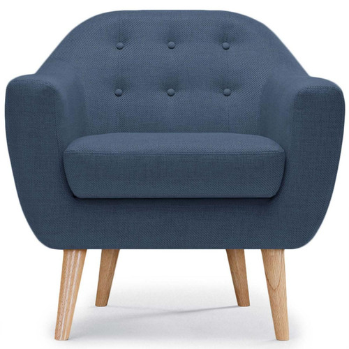 Fauteuil Scandinave Tissu Bleu FIDELIO 3S. x Home  - Pouf et fauteuil design