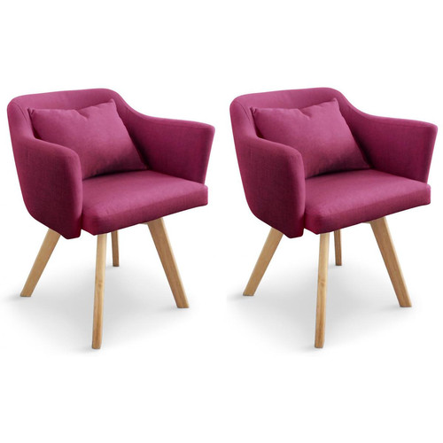 Lot de 2 Fauteuils Scandinaves Violet LAYAL 3S. x Home  - Pouf et fauteuil design