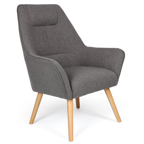 Fauteuil Scandinave Dossier Haut Gris JO 3S. x Home  - Pouf et fauteuil design