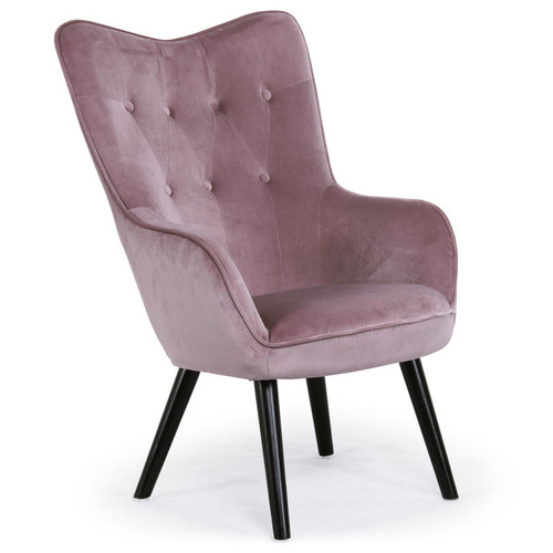 Fauteuil Scandinave Velours Rose AMALECITE 3S. x Home  - Pouf et fauteuil design