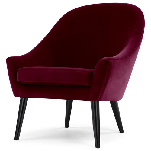 Fauteuil Velours Rouge KIRUNA 3S. x Home  - Pouf et fauteuil design
