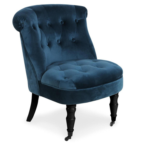 Fauteuil Crapaud Velours Bleu THIES 3S. x Home  - Pouf et fauteuil design