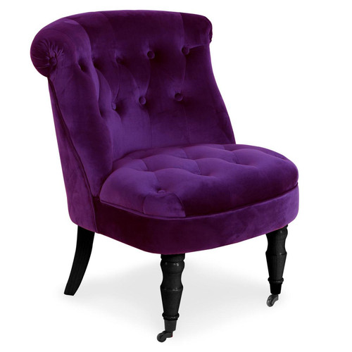 Fauteuil Crapaud Velours Violet THIES 3S. x Home  - Deco meuble baroque