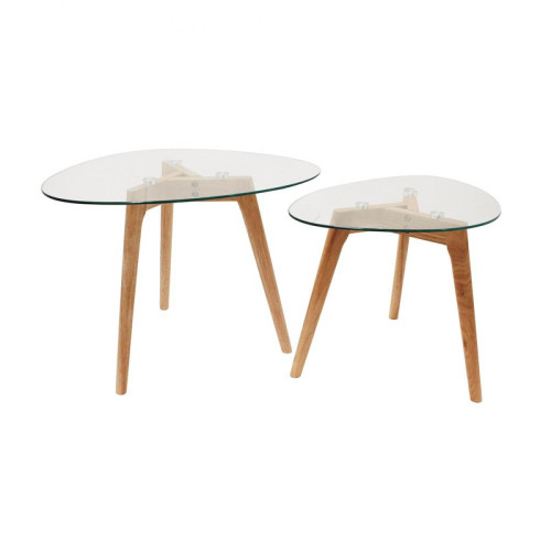 Tables Gigognes Verre Chêne BELEI 3S. x Home  - Tables basses scandinaves