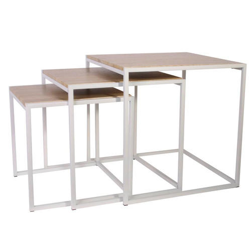 Tables Gigognes 45x45cm Blanc GLOC 3S. x Home  - Table basse blanche design