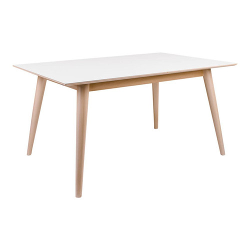Table à Manger COPENHAGEN Blanc et Pietement Naturel 150/230x95 cm House Nordic  - House nordic meuble deco