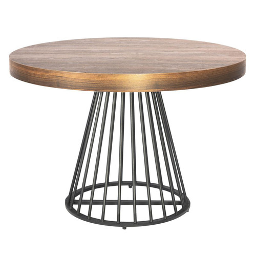 Table ronde extensible Grivery Bois Noisette pieds Noir 3S. x Home  - Table basse bois design