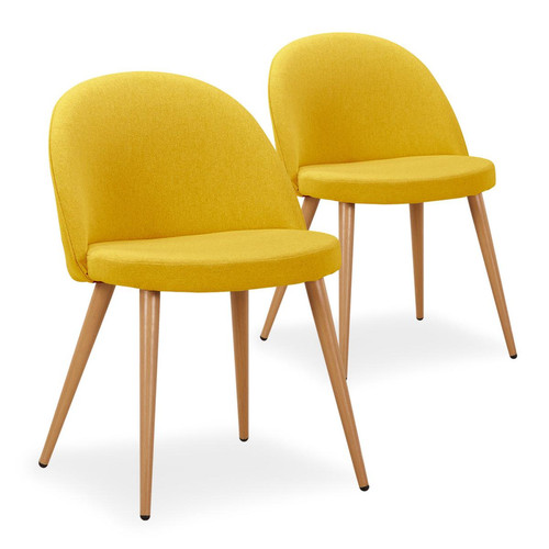 Lot de 2 chaises scandinaves Maury tissu Jaune 3S. x Home  - Chaise tissu design