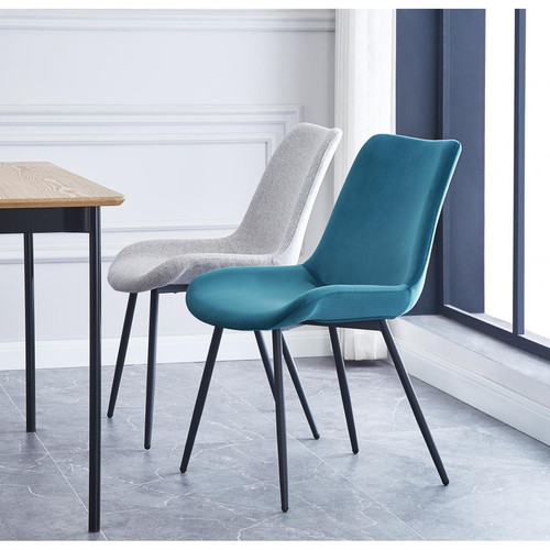 Lot de 2 chaises scandinaves en velours Bleu KOGE 3S. x Home  - Chaise bleu design