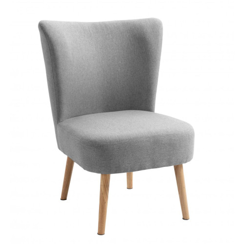 Petit fauteuil en bois massif et en tissu Gris KYOTO 3S. x Home  - Pouf et fauteuil design