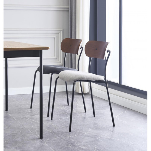 Lot de 2 chaises design en métal noir et en bois Gris LINCOLN 3S. x Home  - Chaise design