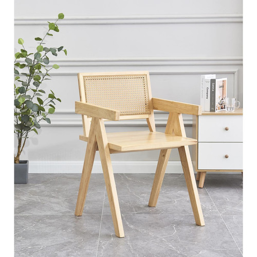 Fauteuil de salon en bois Marron NIKKO - 3S. x Home - Pouf et fauteuil design