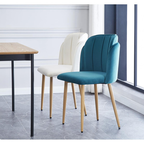 Lot de 2 chaises scandinaves Bleu NORA 3S. x Home  - Chaise velours design