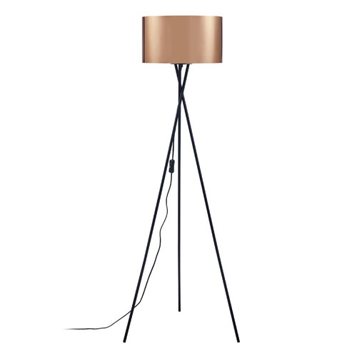 Lampadaire Trépied noir en métal abat jour en cuivre doré CLOUD 3S. x Home  - Lampadaire metal design
